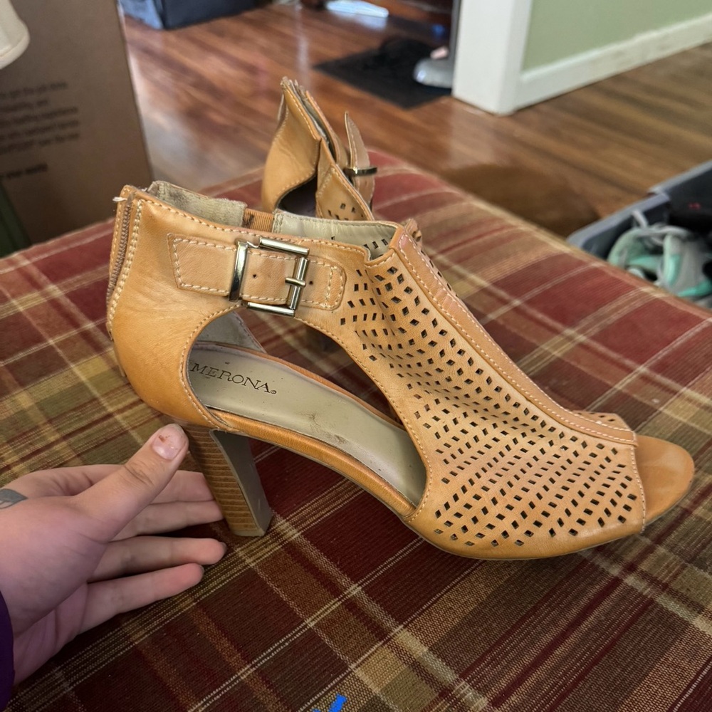 Merona Brown Cutout Peep Toe Heels